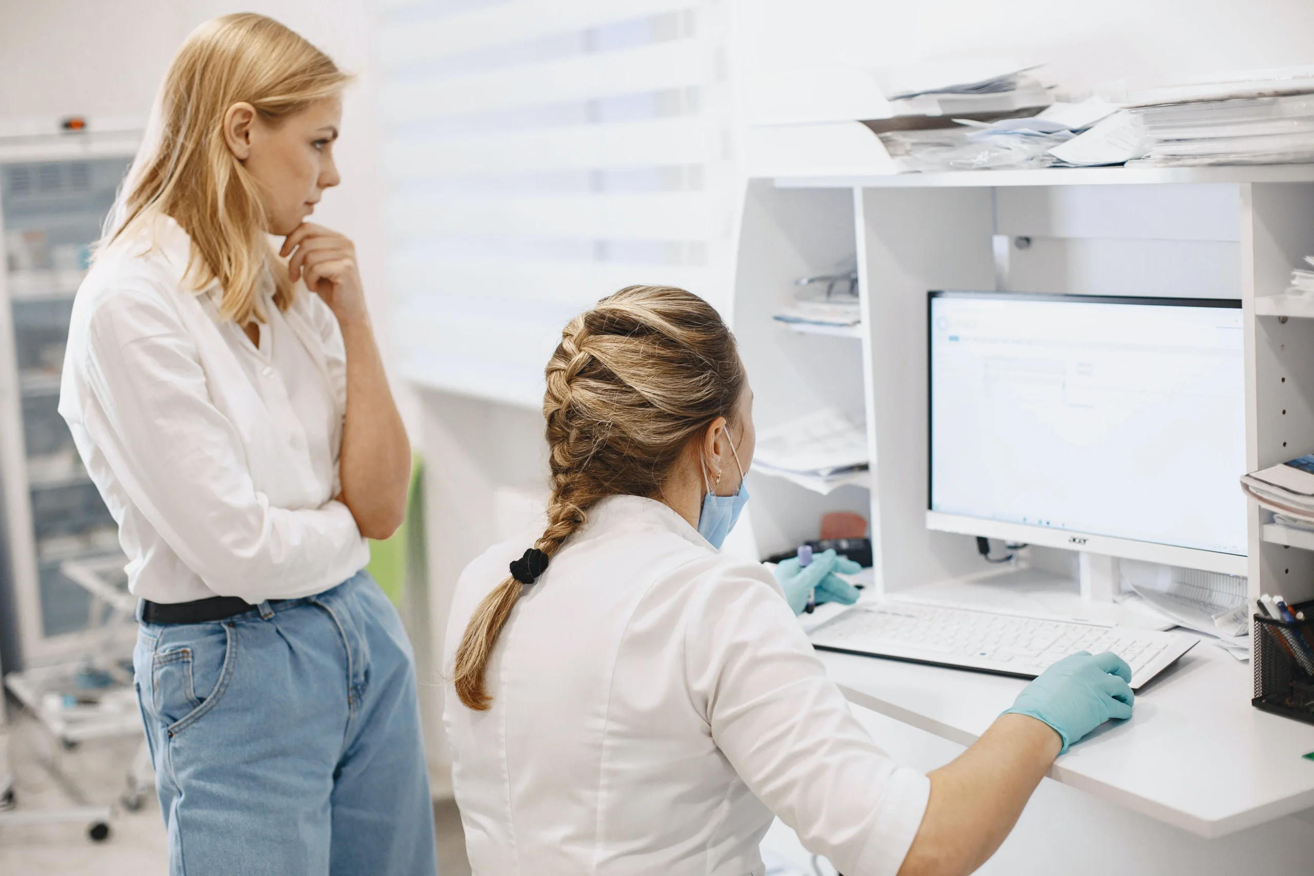 female caregivers working at computer for caregiving trainings